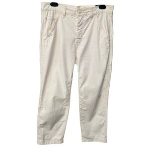 Vince 100% Organic Cotton Cropped Pants Women Size‎ 27 Ivory Cargo Straight Leg